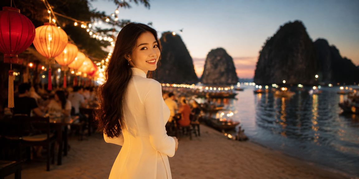 Không gian Hội An áo dài minh họa thuật ngữ trò bài và jackpot kiểu casino